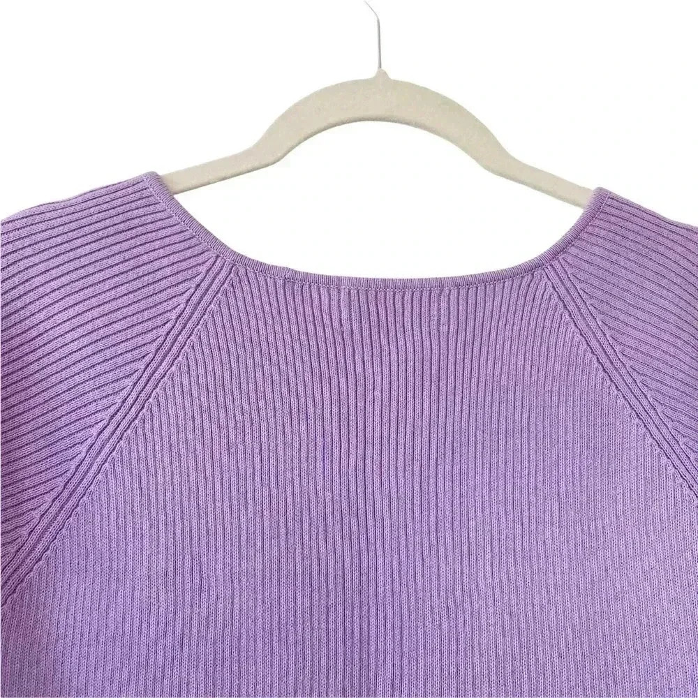 Charter Club Light Purple Ribbed Sweater Small 3/4 Sleeves Classic Pastel - Picture 5 of 7